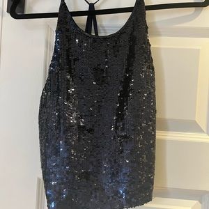 Alice & Olivia Navy Blue Sequin Top